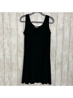 Vintage Pretty Woman Basic Black Lightweight Flowy Tank Top Knee Length Dress M